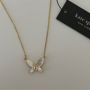 NWT Kate Spade Social Butterfly Gold Necklace Mother-Of-Pearl Butterfly Pendant